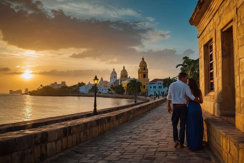 Couple enjoying the view of Cartagena