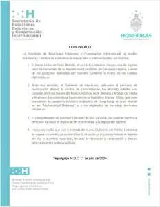 Cancillería Honduras - Comunicado