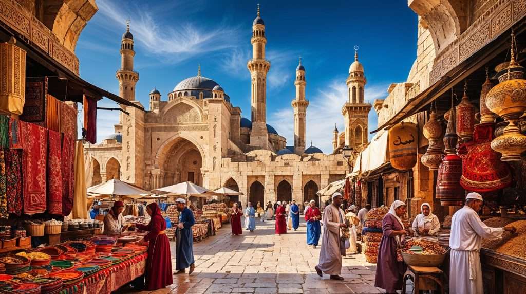 A vibrant scene of ancient Damascus