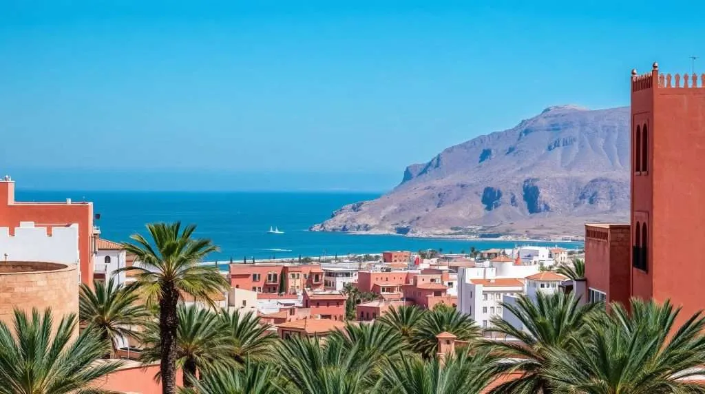 Sea view from small moroccan city
