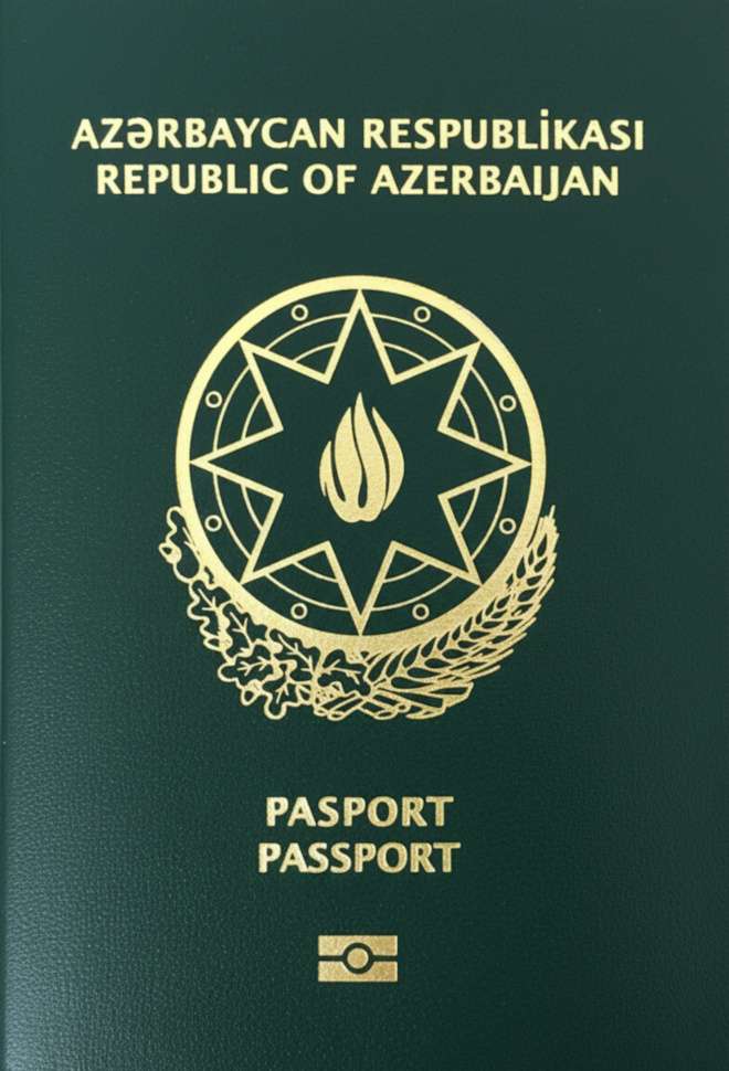 Azerbaijani passport — click to enlarge Azerbaijani passport cover 2026