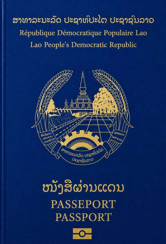 Laotian passport — click to enlarge Laotian passport cover 2026