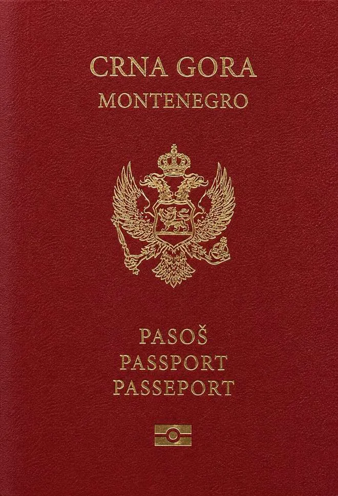 Montenegrin passport cover 2026