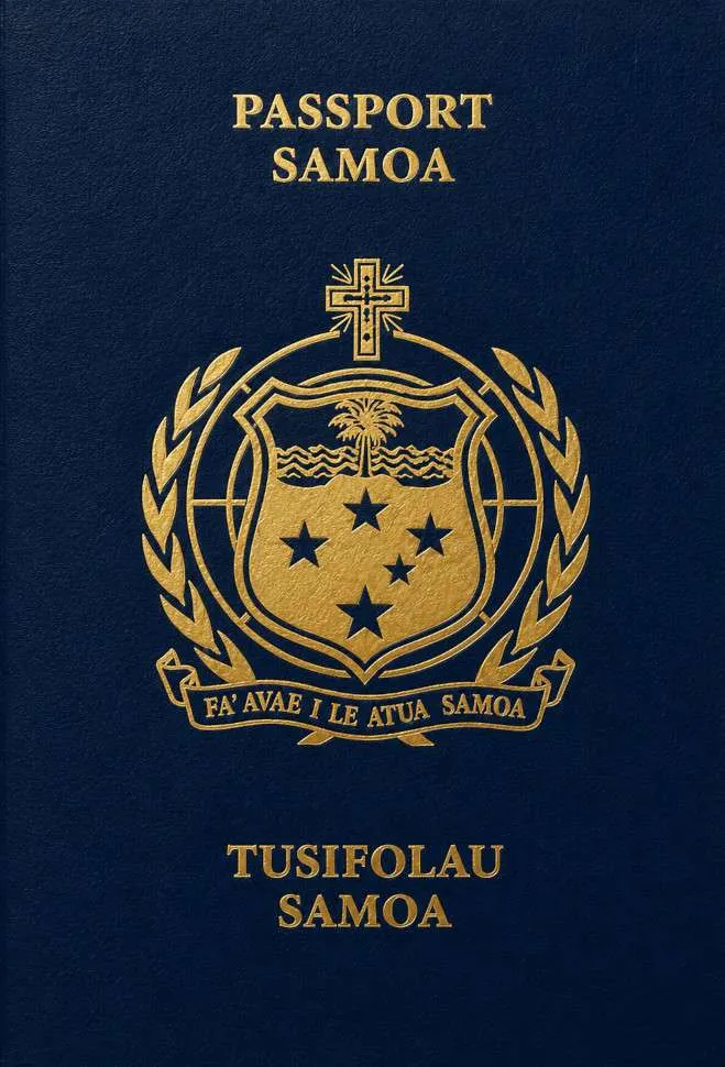 Samoan passport — click to enlarge Samoan passport cover 2026