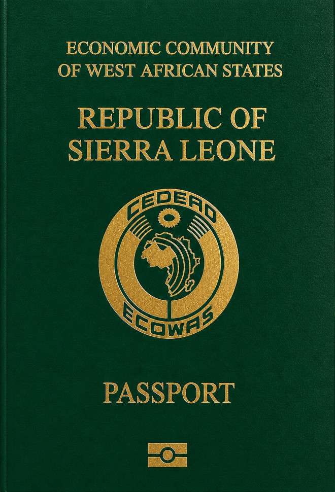 Sierra Leonean passport — click to enlarge Sierra Leonean passport cover 2026