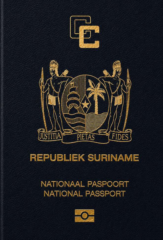 Surinamese passport — click to enlarge Surinamese passport cover 2026