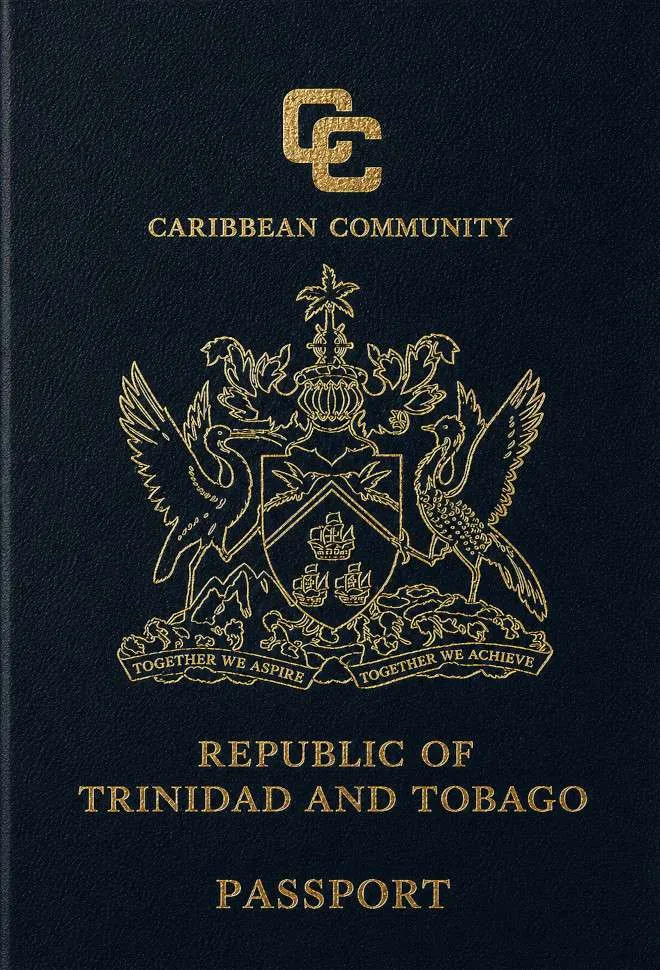 Trinbagonian passport — click to enlarge Trinbagonian passport cover 2026