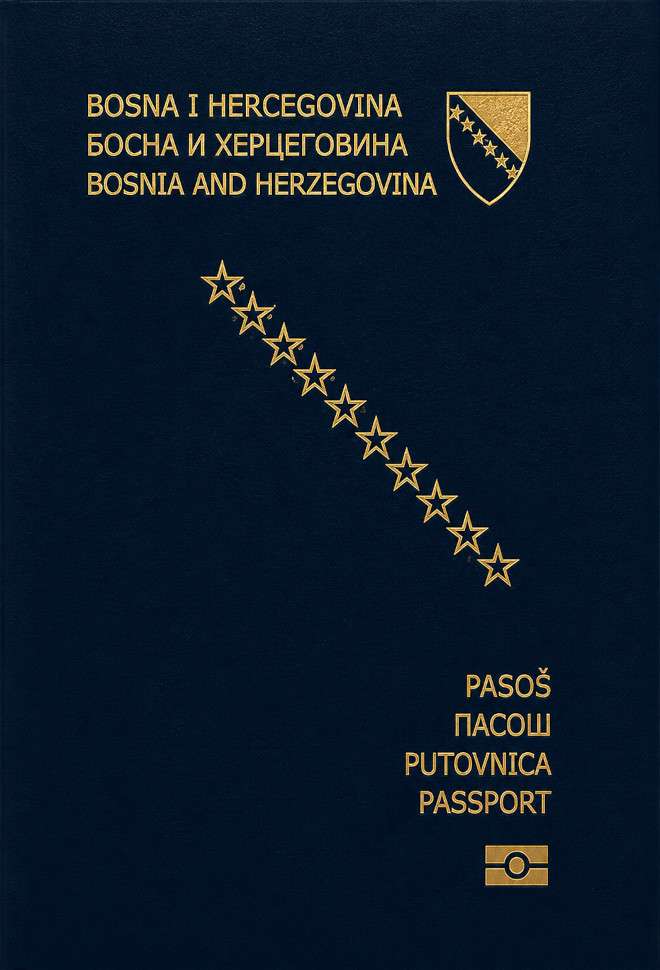 Bosnian and Herzegovinian passport — click to enlarge Bosnian and Herzegovinian passport cover 2026