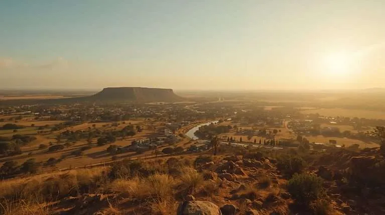 Flat-topped mesa above a dry, scrubby landscape in Angola.