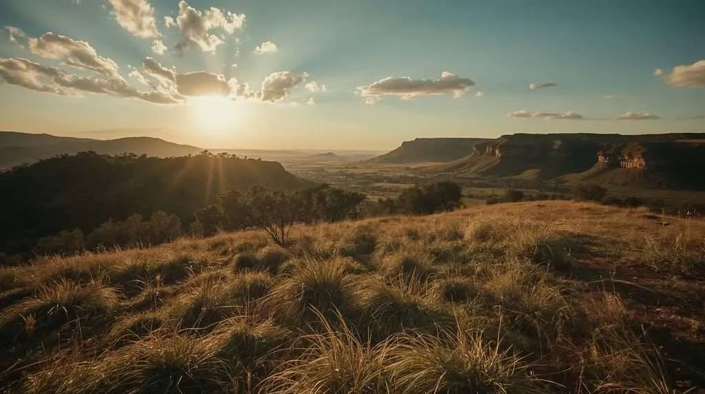 Grassy hills overlook a broad valley in Eswatini.